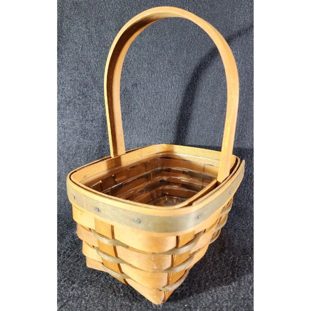 Vintage Longaberger 1993 Small Stained EASTER Basket ~ Signed By Wendy & Judy